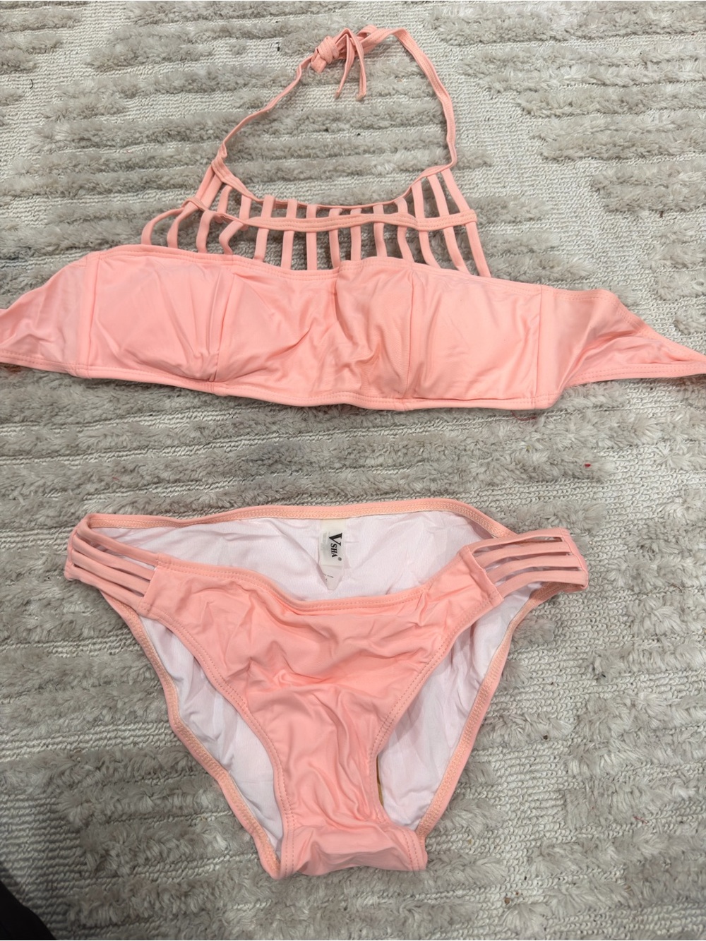 New Peach Strappy Two-Piece Bikini Set